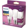 PHILIPS LED Classic 60W Standard E27 Blanc Chaud Non Dimmable Lot de 2