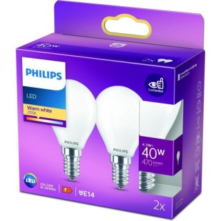PHILIPS LED Classic 40W Sphérique E14 Blanc Chaud Dépolie Non Dimmab