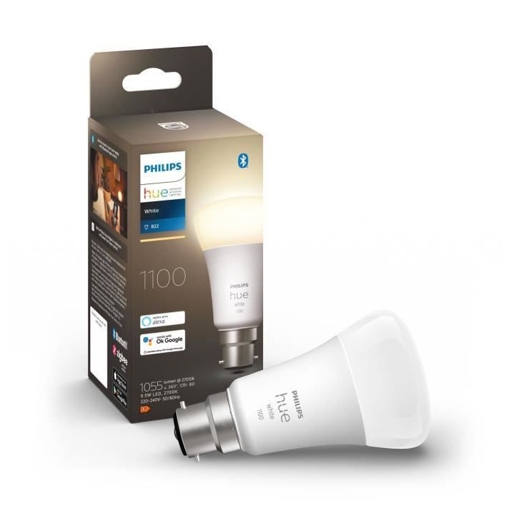 PHILIPS Hue White - Ampoule LED connectée B22 Equivalent 75W - Compat