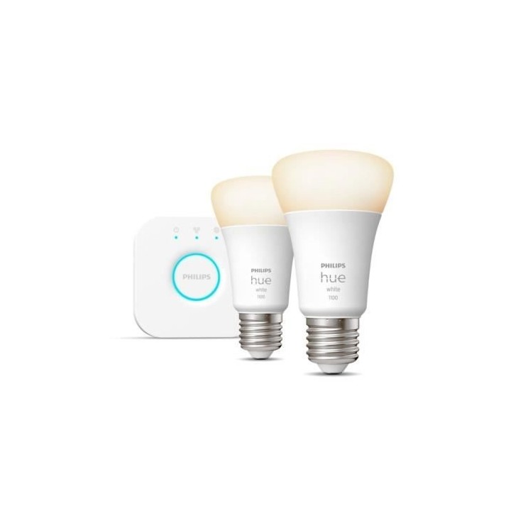 PHILIPS Hue White - Kit de démarrage ampoule LED connectée - 9,5W -