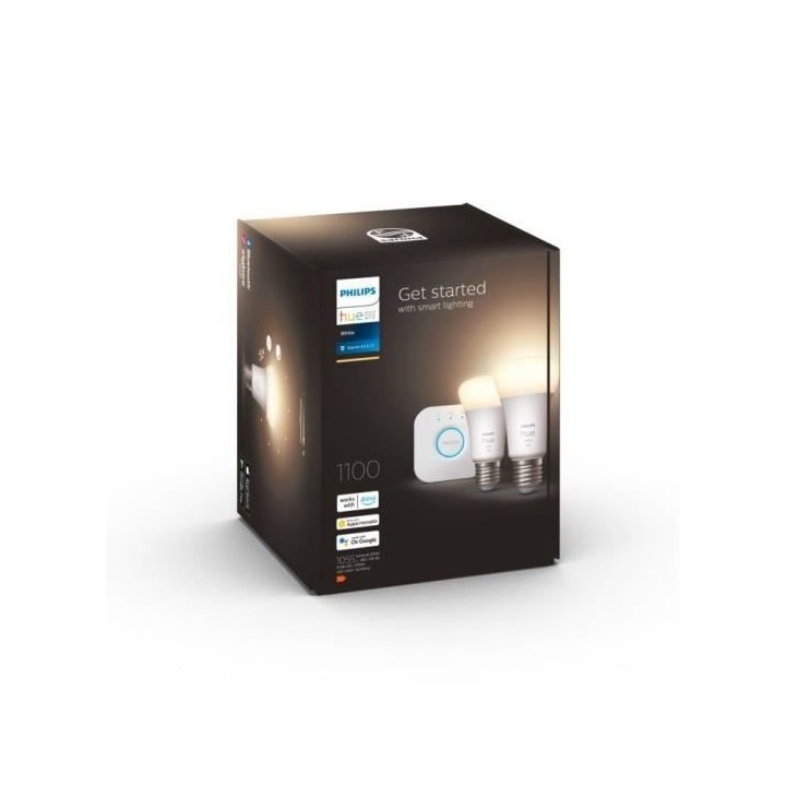 PHILIPS Hue White - Kit de démarrage ampoule LED connectée - 9,5W -