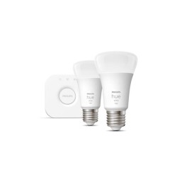 PHILIPS Hue White - Kit de démarrage ampoule LED connectée - 9,5W - E27 - Pack de 2