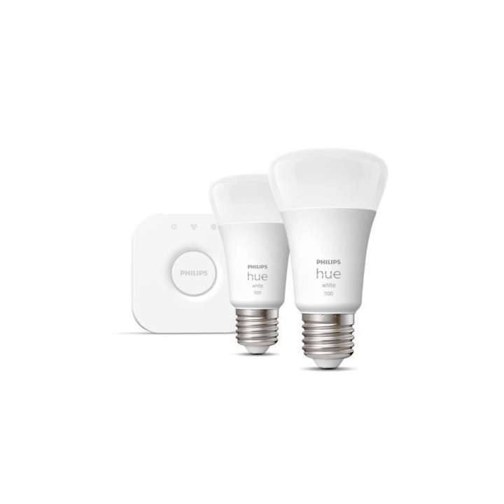 PHILIPS Hue White - Kit de démarrage ampoule LED connectée - 9,5W -
