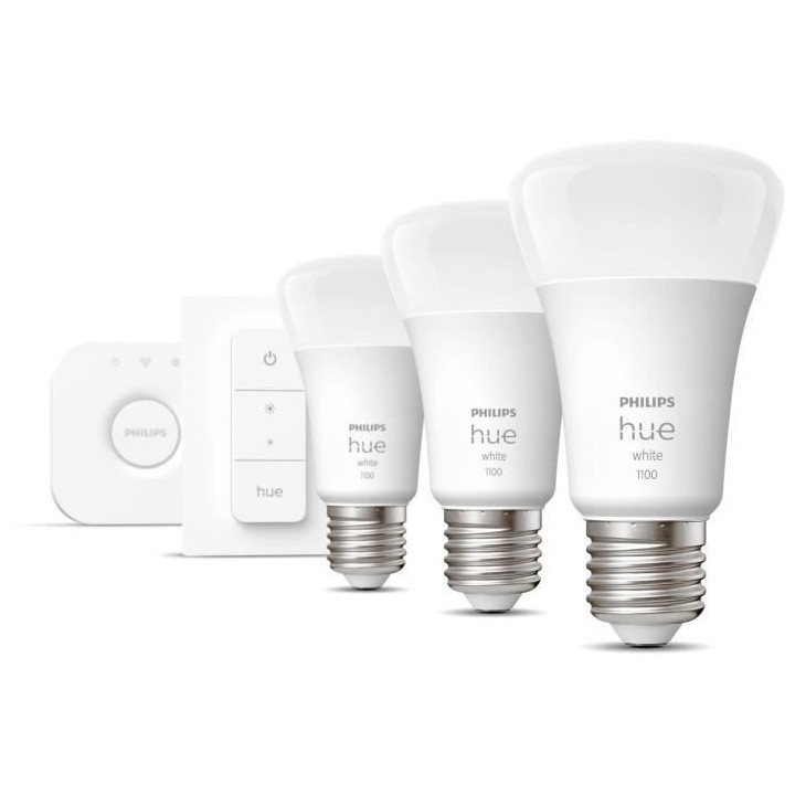 PHILIPS Hue White Kit de démarrage ampoule LED connectée 9,5W - E27