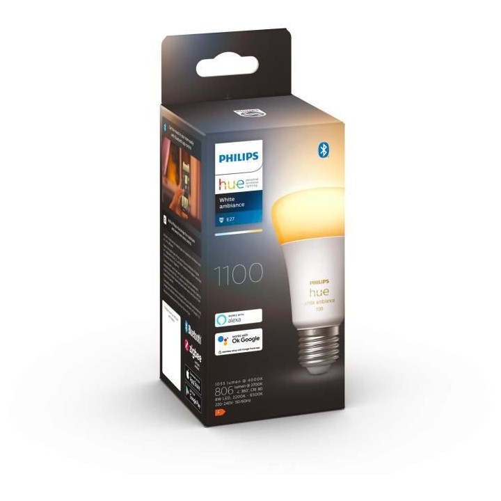 PHILIPS Hue White Ambiance - Ampoule LED connectée E27 - 9,5W Equival