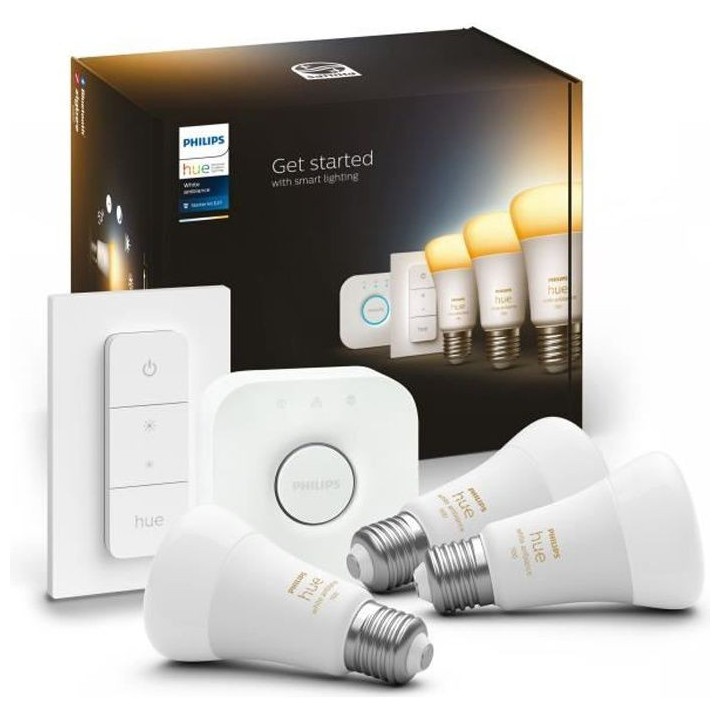 PHILIPS Hue White Ambiance Kit de démarrage ampoule LED connectée -