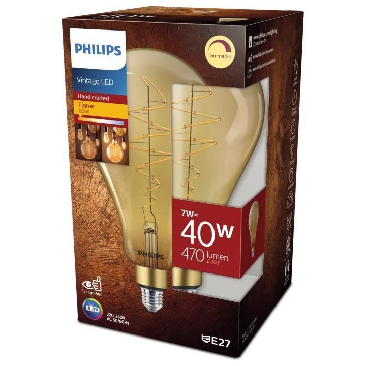 PHILIPS Ampoule LED Standard Giant - E27 - 40W Ambrée Verre Compatibl
