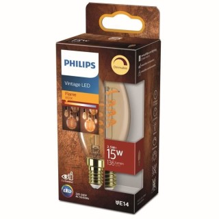 PHILIPS Ampoule LED Flamme E14 - 15W Blanc Chaud Ambré - Compatible V