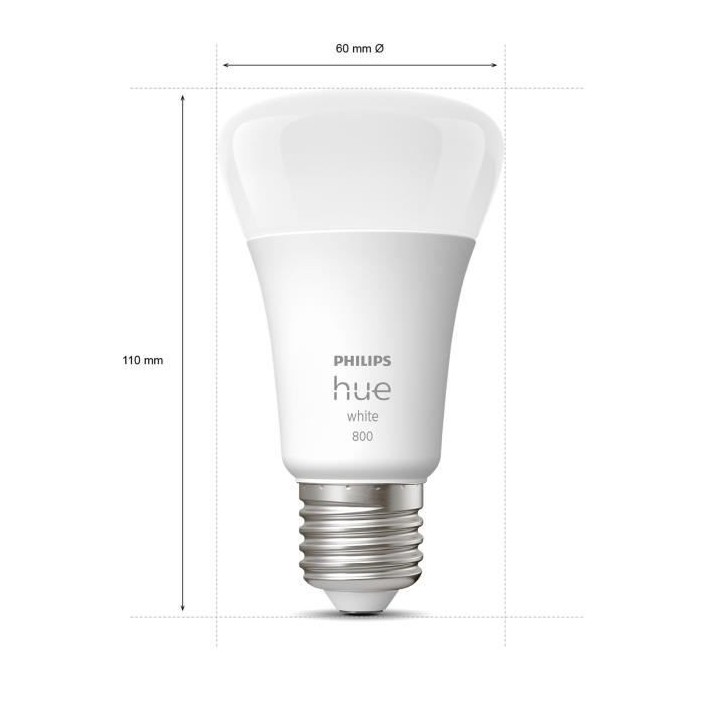 PHILIPS Hue White Ampoules LED connectées E27 - Compatible Bluetooth
