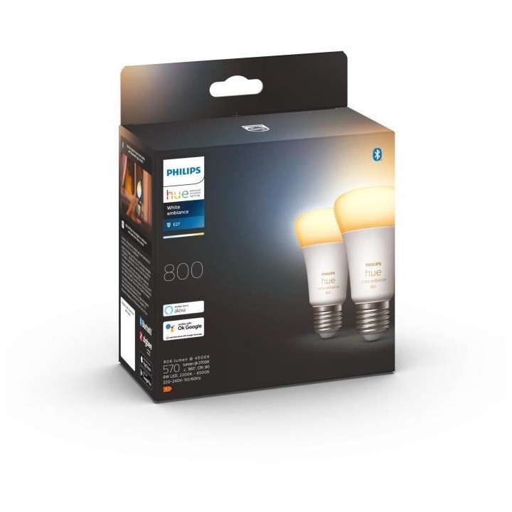 PHILIPS Hue White Ambiance - Ampoules LED connectées E27 - Compatible