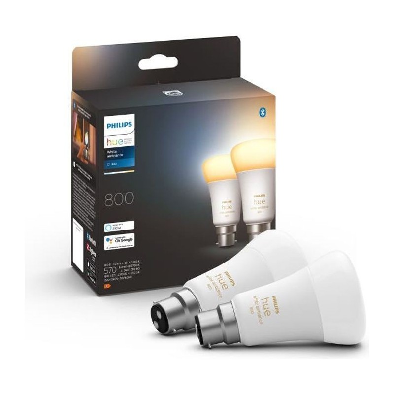 PHILIPS Hue White Ambiance - Ampoule LED connectée 10W - B22 - Compatible Bluetooth