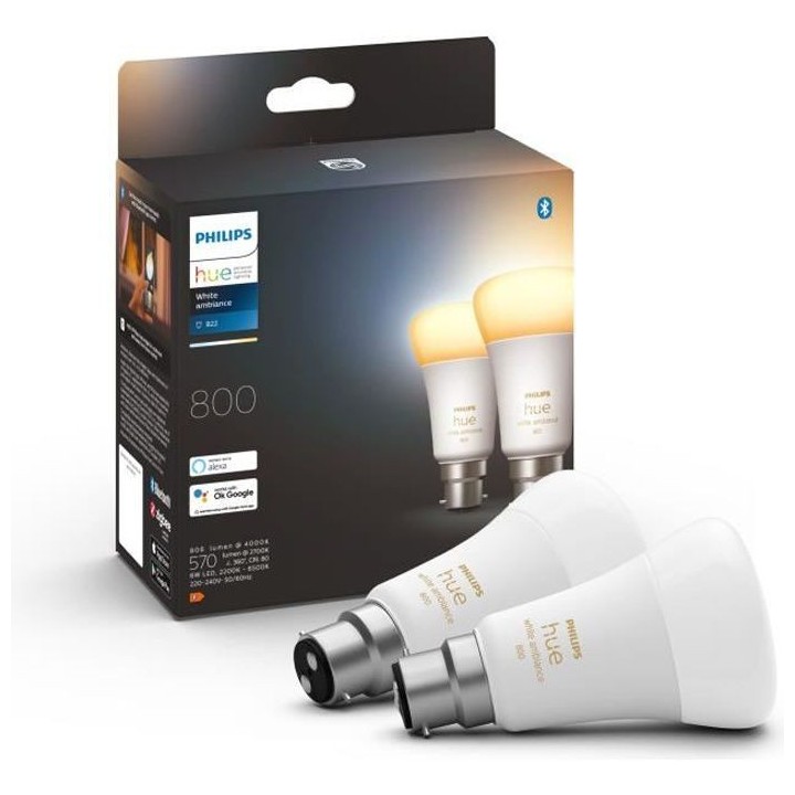 PHILIPS Hue White Ambiance - Ampoule LED connectée 10W - B22 - Compat