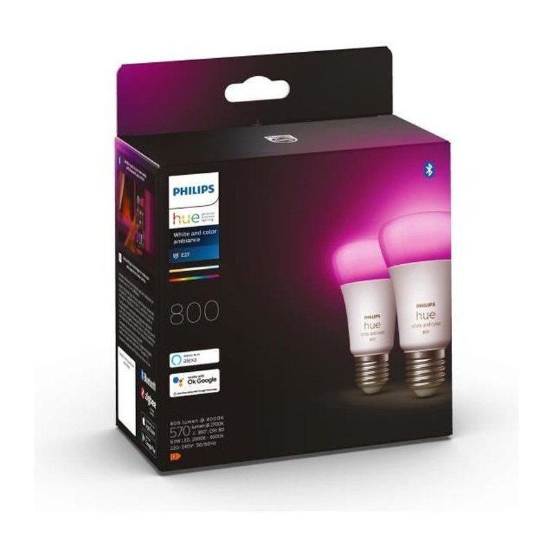 PHILIPS Hue White & Color Ambiance Ampoules LED connectées E27 - Compatible Bluetooth