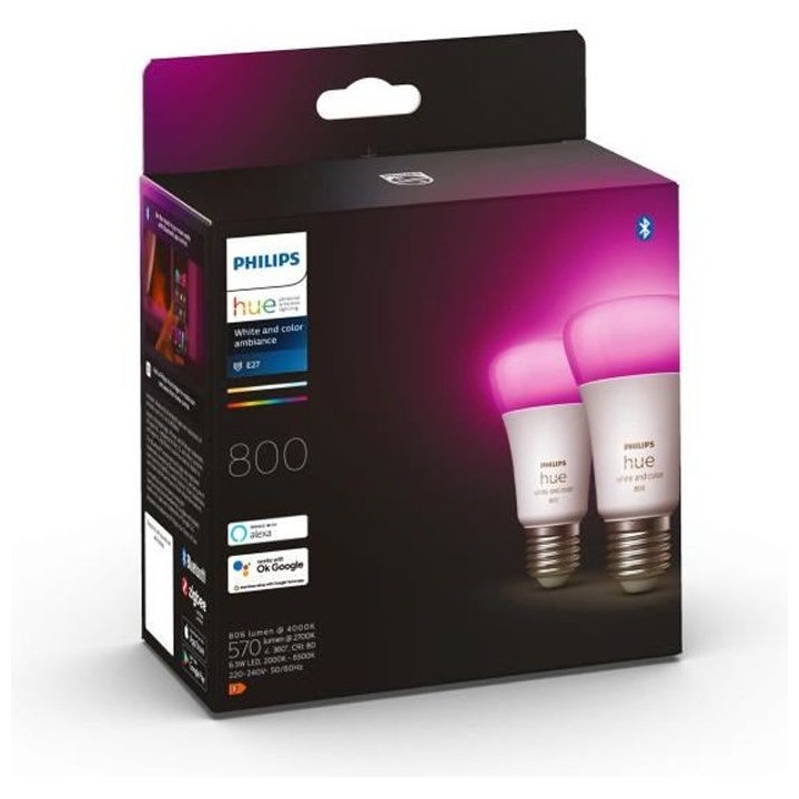 PHILIPS Hue White & Color Ambiance Ampoules LED connectées E27 - Comp
