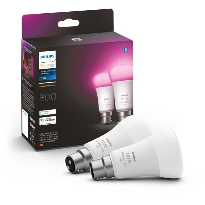 PHILIPS Hue White & Color Ambiance - Ampoule LED connectée 10W - B22