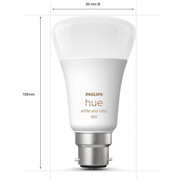 PHILIPS Hue White & Color Ambiance - Ampoule LED connectée 10W - B22