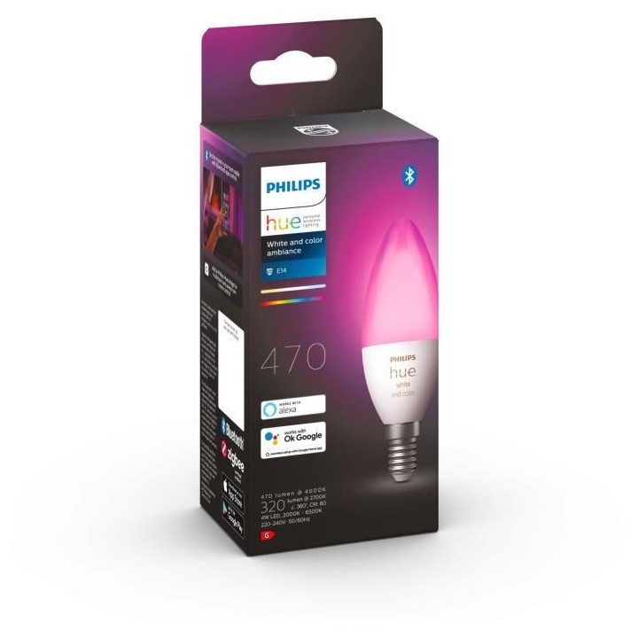 PHILIPS Hue White & Color Ambiance - Ampoule LED connectée flamme E14