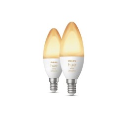 PHILIPS Hue White - Ampoule LED connectée flamme E14 - 5,5W - Compatible Bluetooth - Pack de 2