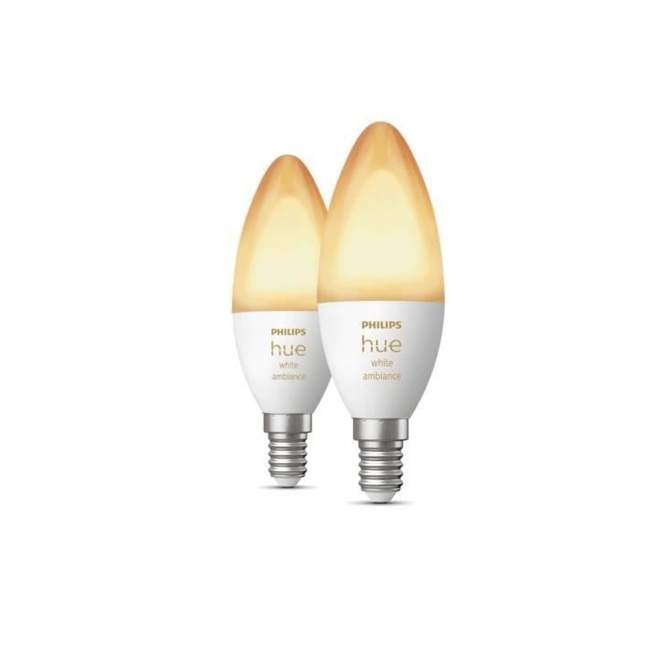 PHILIPS Hue White - Ampoule LED connectée flamme E14 - 5,5W - Compati