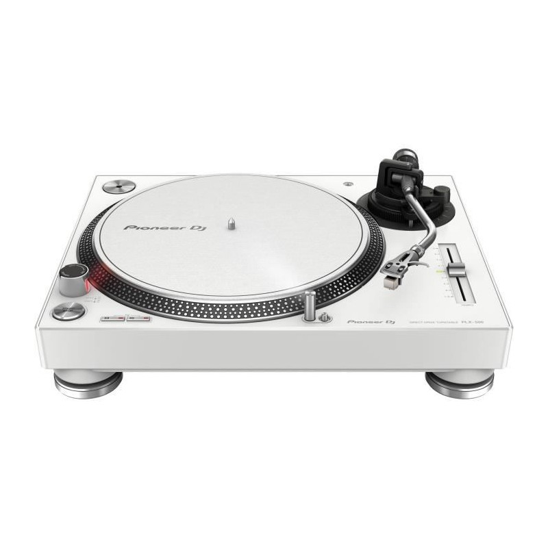 PIONEER PLX-500 Blanche - Platine vinyle a entraînement direct 3 vitesses (33-45-78 trs/min) avec pré-ampli intégré et port