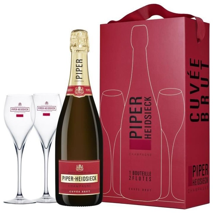 Champagne Piper Heidsieck Cuvée Brut Coffret 2 flûtes Brut - 75 cl