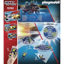 PLAYMOBIL - 70781 - Policier parachutiste et quad des bandits