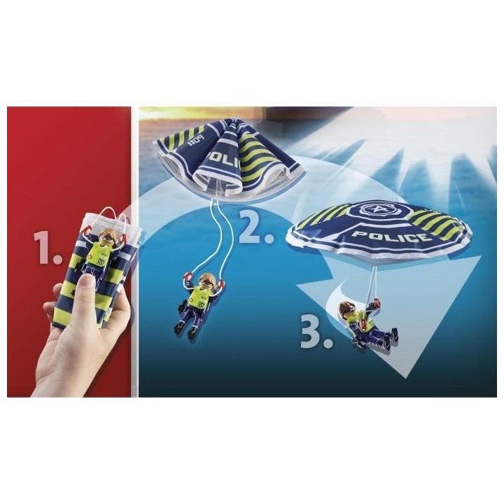 PLAYMOBIL - 70781 - Policier parachutiste et quad des bandits