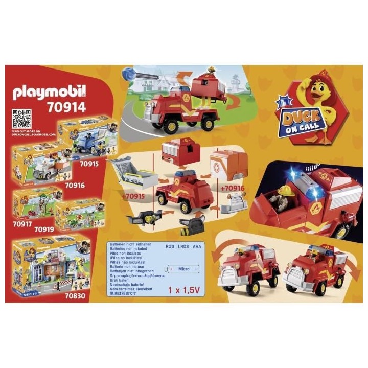 PLAYMOBIL - 70914 - DUCK ON CALL - Véhicule de pompier