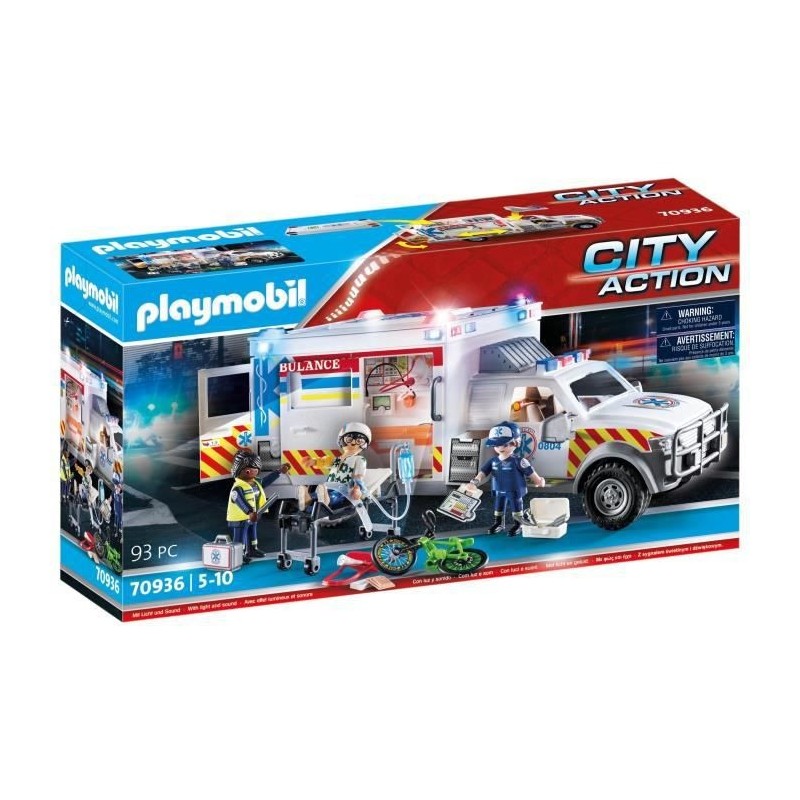 PLAYMOBIL - 70936 - City Action Les Secouristes - Ambulance avec secouristes et blessé