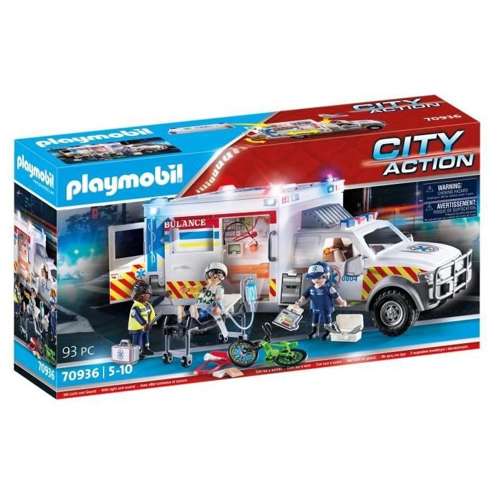 PLAYMOBIL - 70936 - City Action Les Secouristes - Ambulance avec secou
