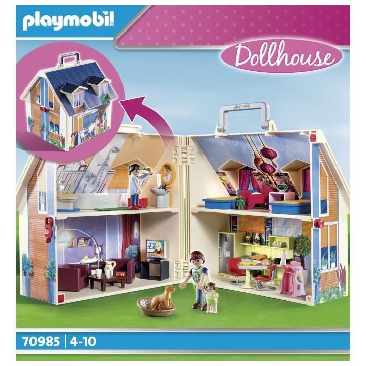 PLAYMOBIL - 70985 - Maison Transportable Bleue