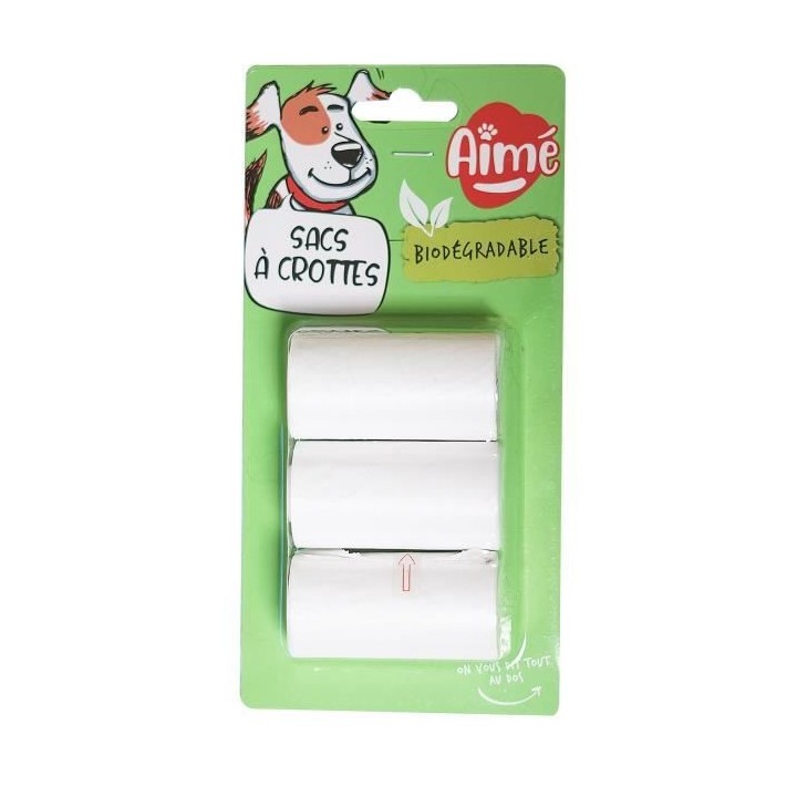 AIME Recharge 3x15 sacs a crottes pour chien biodégradables - 3 roule