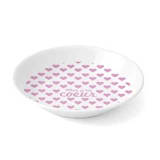 MILL'O BÉBÉ Assiette creuse mélamine blanche décor Petits Coeurs r