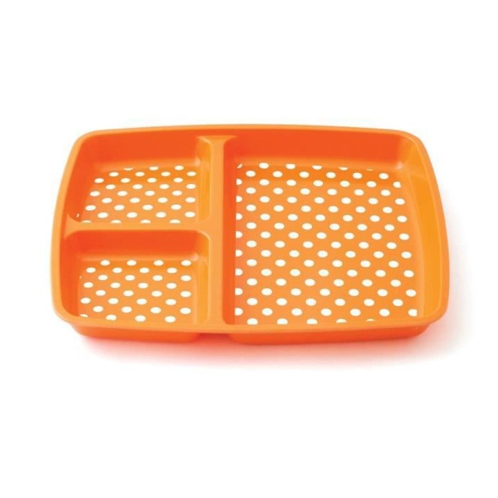 MILL'O BÉBÉ Plateau 3 compartiments mélamine Orange Petits Pois