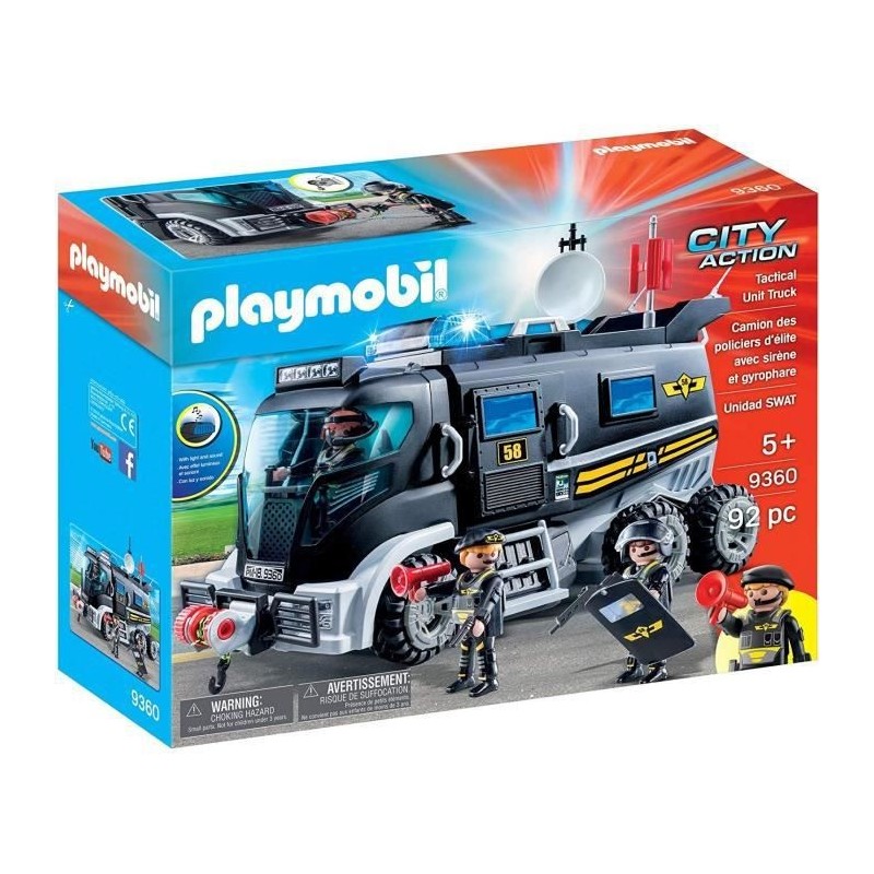 PLAYMOBIL 9360 - City Action - Camion policiers d'élite avec sirene et gyrophare