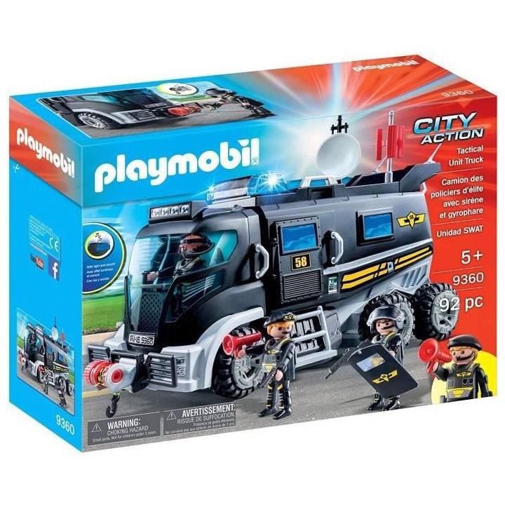 PLAYMOBIL 9360 - City Action - Camion policiers d'élite avec sirene e