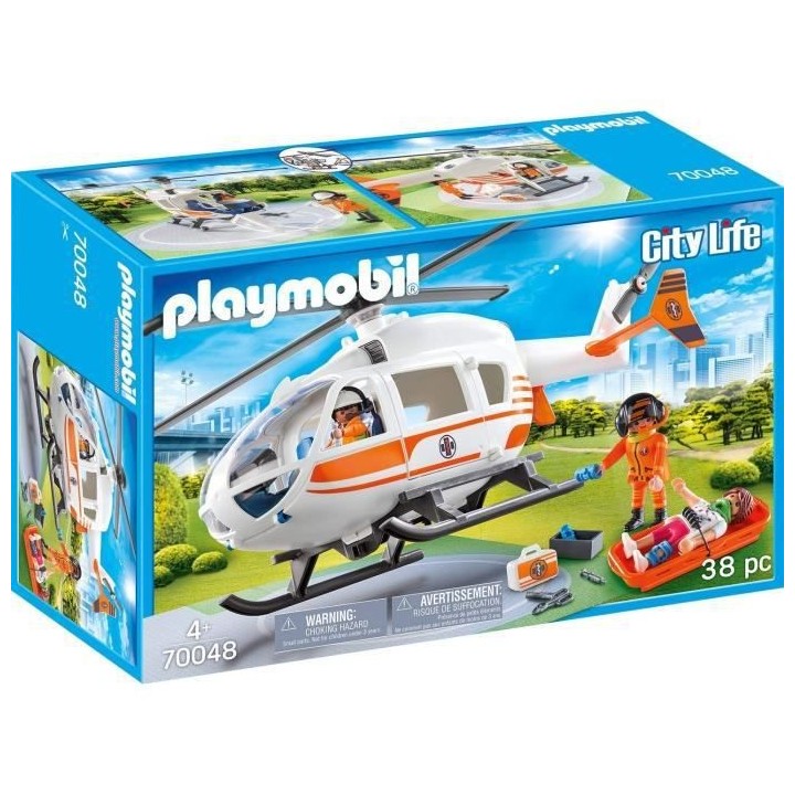 PLAYMOBIL 70048 - City Life Les Secouristes - Hélicoptere de secours