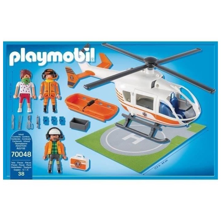 PLAYMOBIL 70048 - City Life Les Secouristes - Hélicoptere de secours