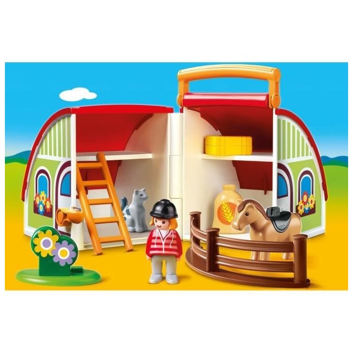 PLAYMOBIL - 70180 - PLAYMOBIL 1.2.3 - Centre équestre transportable
