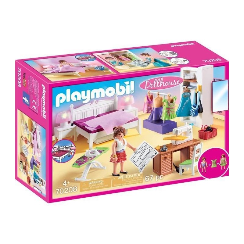 PLAYMOBIL - 70208 - Dollhouse La Maison Traditionnelle - Chambre avec espace couture