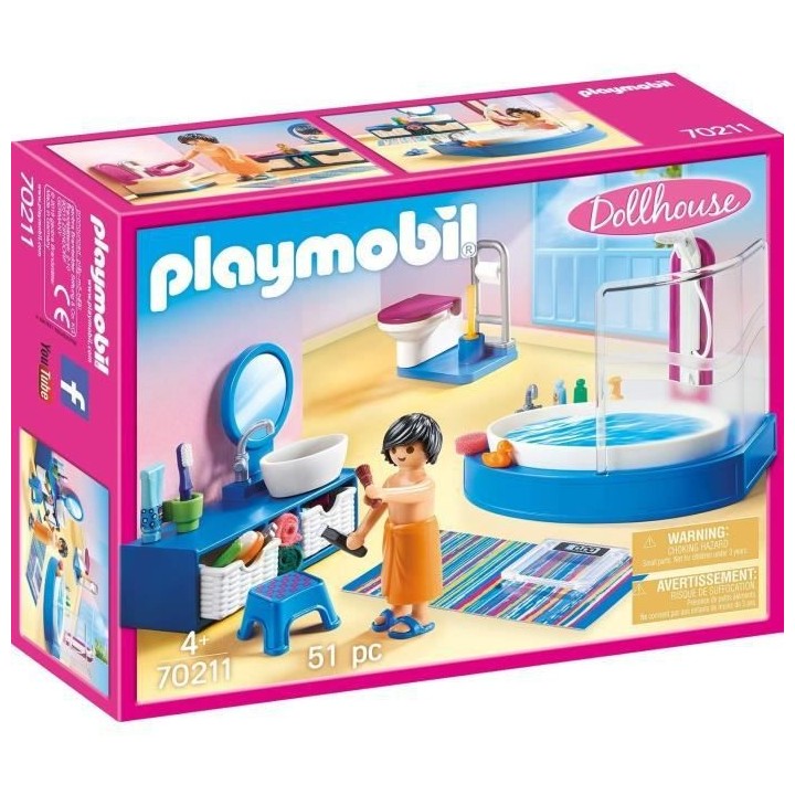 PLAYMOBIL - 70211 - Dollhouse La Maison Traditionnelle - Salle de bain