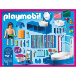 PLAYMOBIL - 70211 - Dollhouse La Maison Traditionnelle - Salle de bain avec baignoire