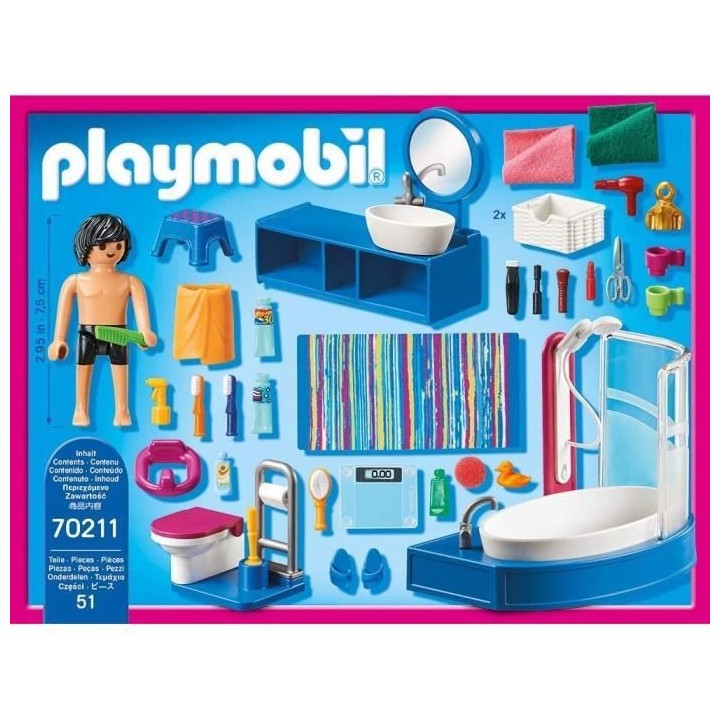 PLAYMOBIL - 70211 - Dollhouse La Maison Traditionnelle - Salle de bain