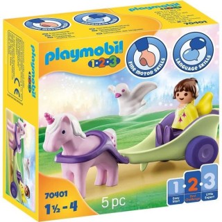 PLAYMOBIL - 70401 - PLAYMOBIL 1.2.3 - Caleche avec licorne et fée