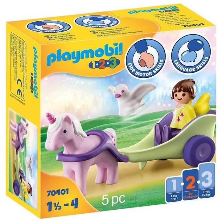 PLAYMOBIL - 70401 - PLAYMOBIL 1.2.3 - Caleche avec licorne et fée