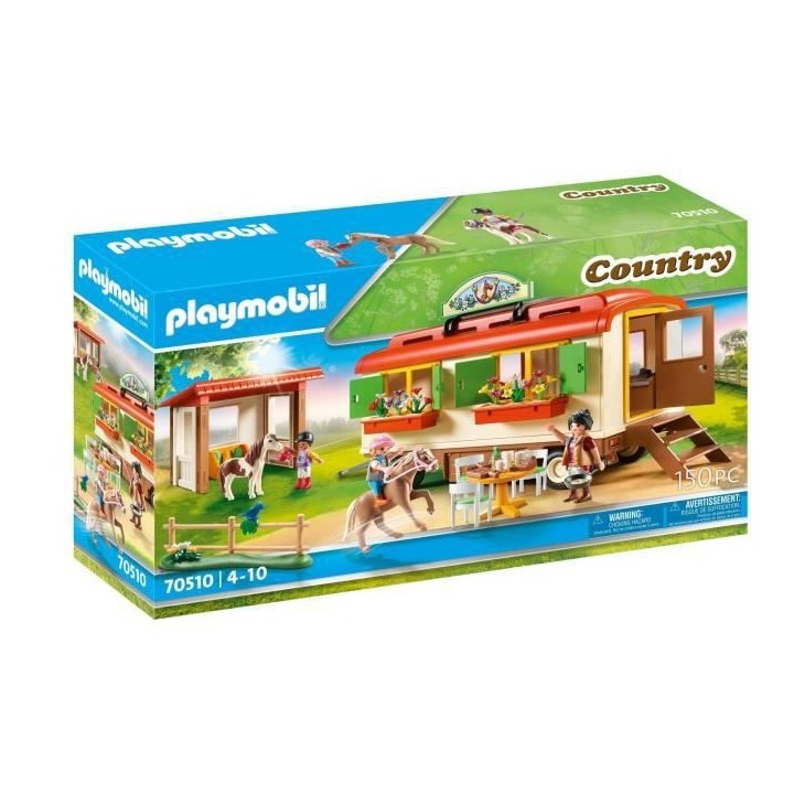 PLAYMOBIL - 70510 - Box de poneys et roulotte