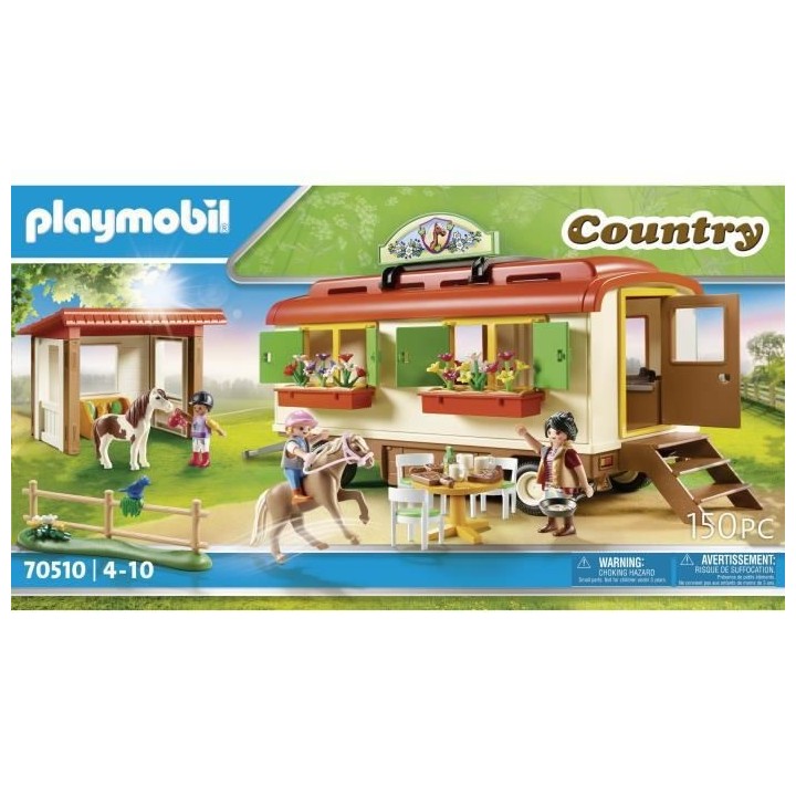 PLAYMOBIL - 70510 - Box de poneys et roulotte