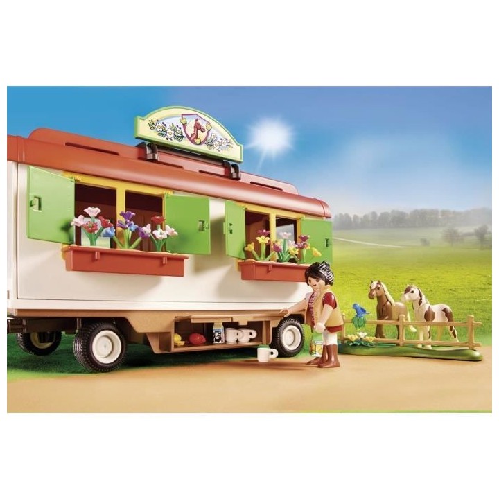 PLAYMOBIL - 70510 - Box de poneys et roulotte