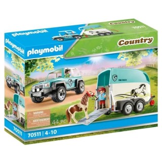 PLAYMOBIL - 70511 - Voiture et van pour poney
