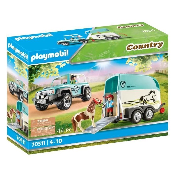 PLAYMOBIL - 70511 - Voiture et van pour poney
